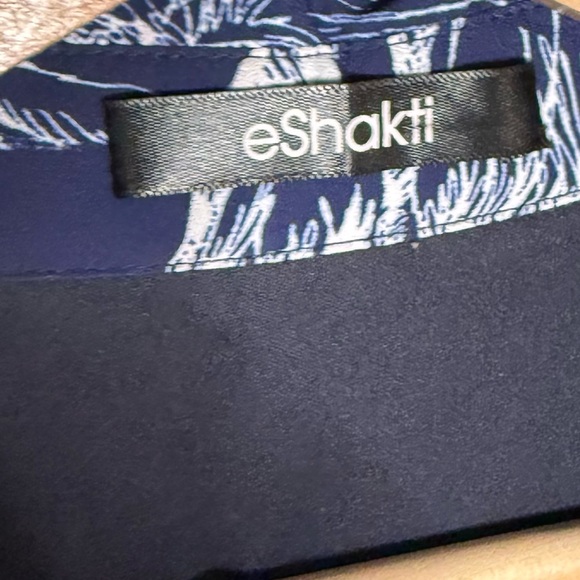 Eshakti Toile Print Crepe Belted Shirt Dress Size 2X Blue Pastoral Horse Novelty - Picture 12 of 16